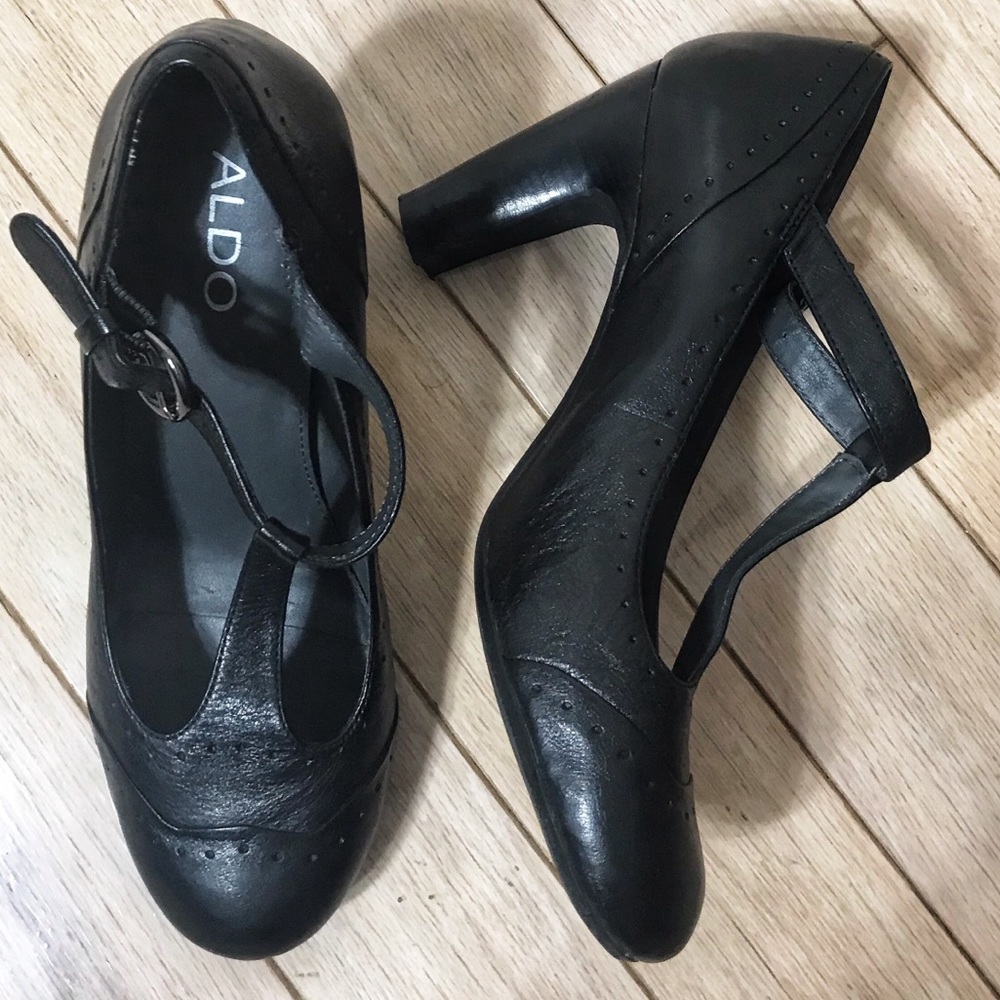 Aldo black heels with straps size 38